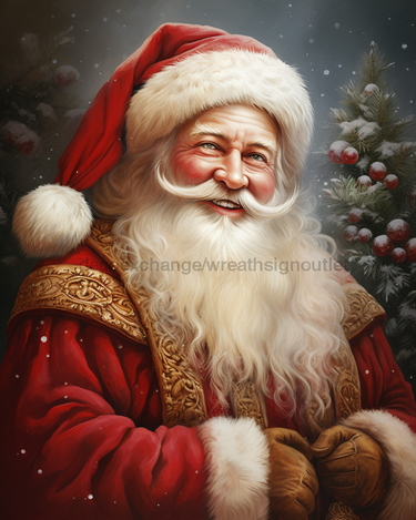 Red Santa Sign Christmas Dco-00709 For Wreath 8X10 Metal